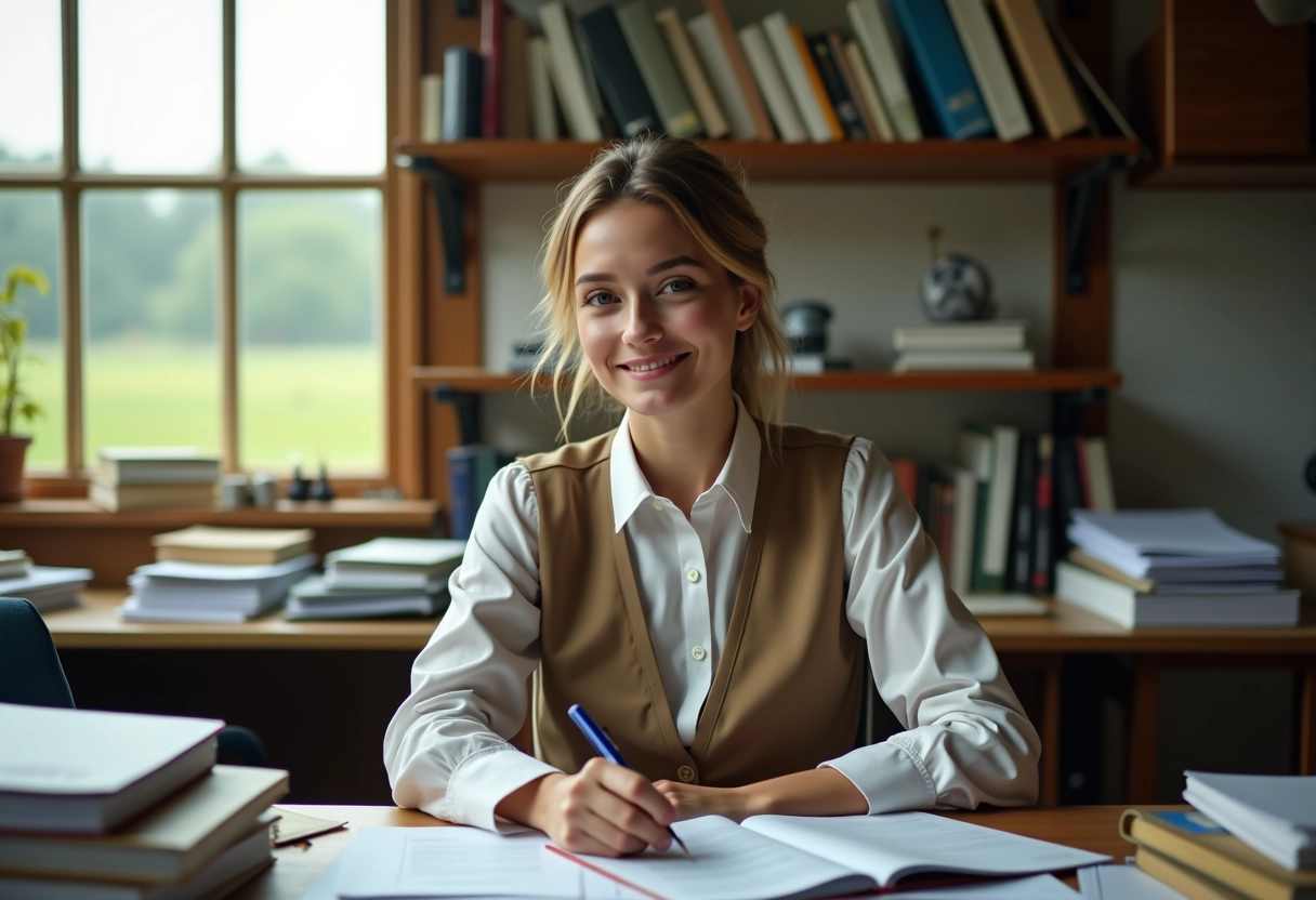 Jeune consultante agricole dans un bureau rural