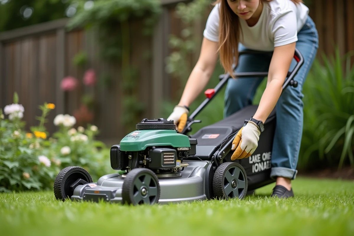 Jeune femme ajustant la lame d